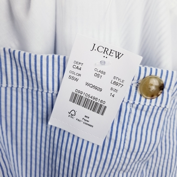 J. Crew Seersucker Button Front Dress L6977 size 14 NWT - Picture 8 of 10